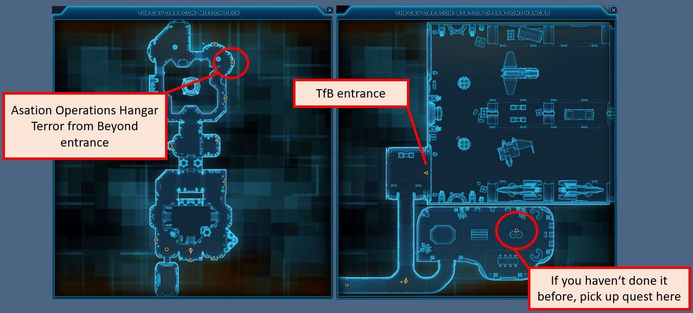 Map of the Asation Operations Hangar and Terror From Beyond entrance