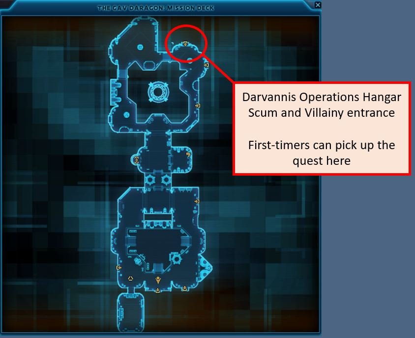 Map of the Darvannis Operations Hangar entrance on the Gav Daragon Mission Deck
