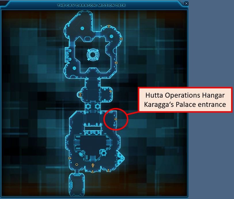 Map of the Hutta Operations Hangar and Karagga's Palace entrance